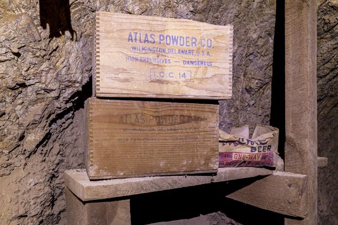 Photo of old wooden dynamite box